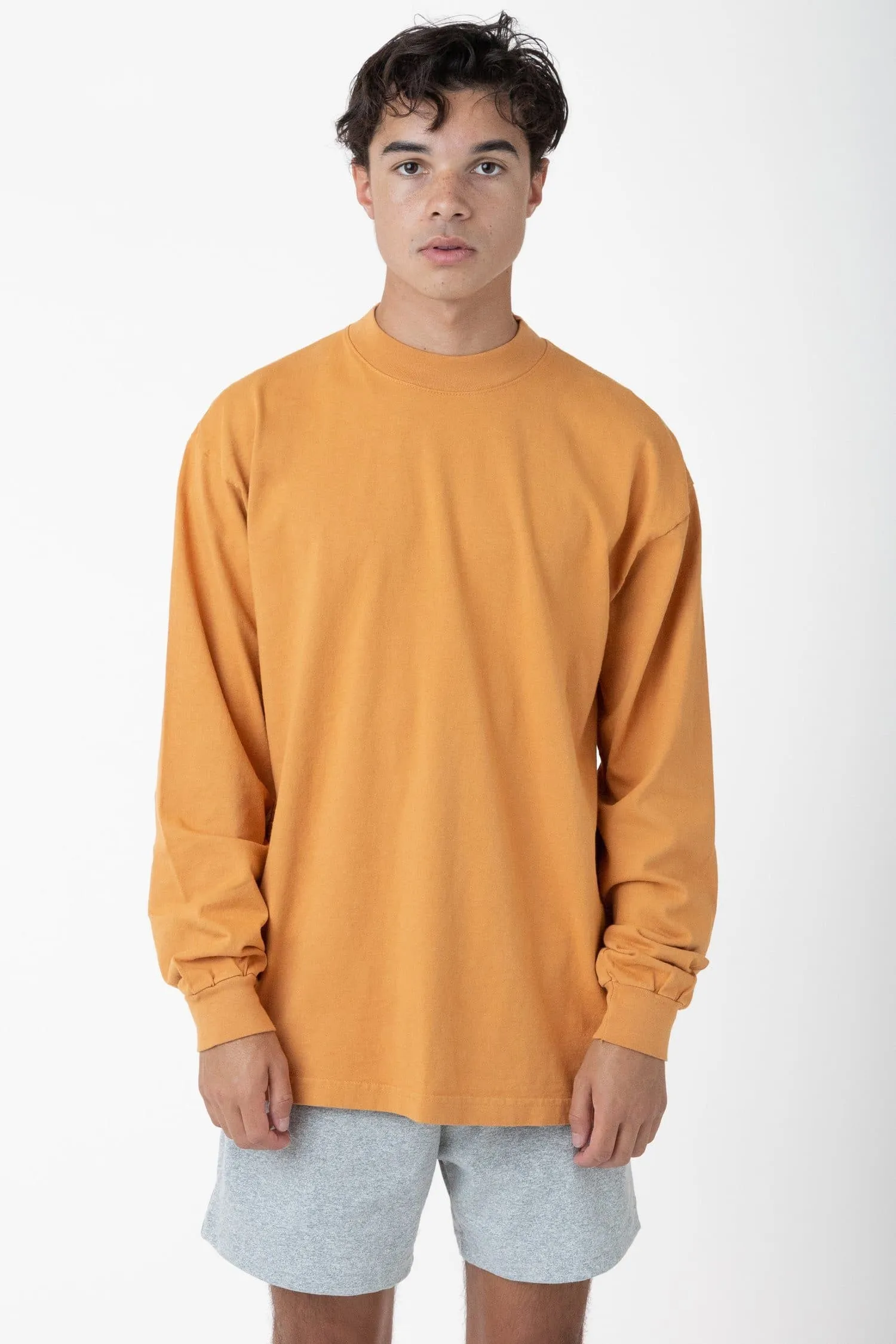 1406GD Mix - Long Sleeve Garment Dye Mockneck T-Shirt