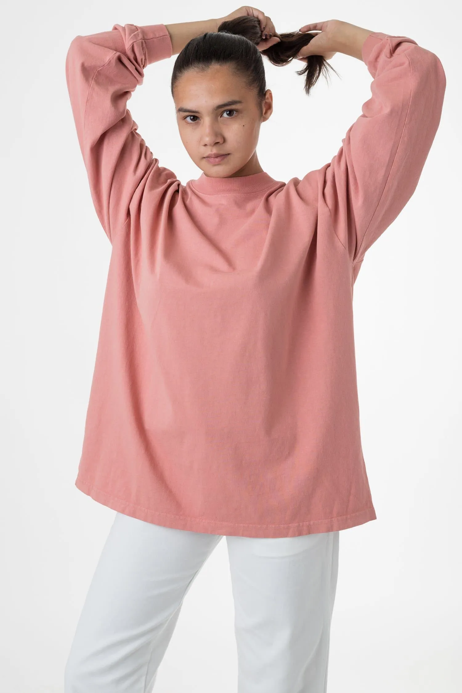 1406GD Mix - Long Sleeve Garment Dye Mockneck T-Shirt