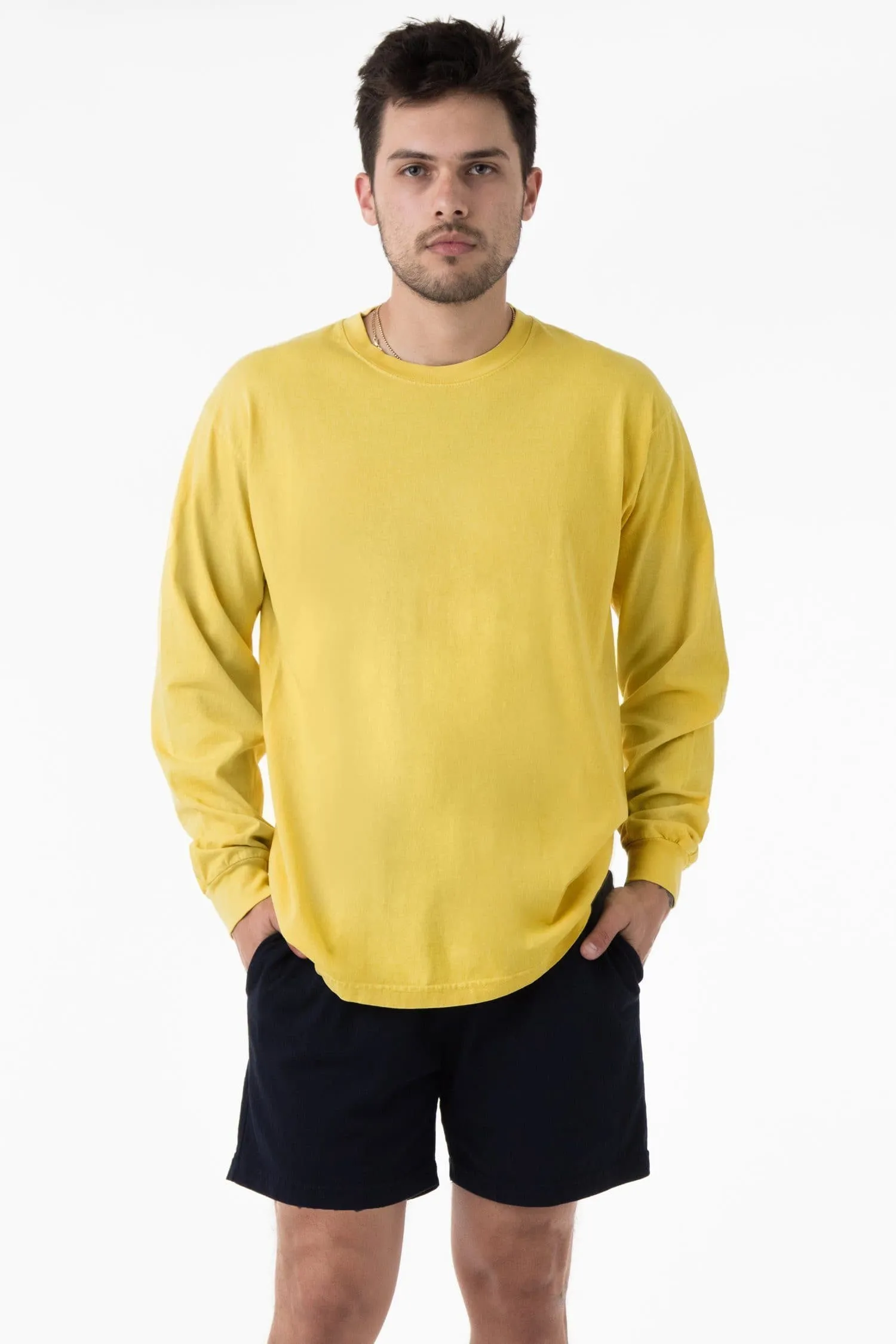 1807GD - 6.5oz Long Sleeve Garment Dye Crew Neck T-Shirt