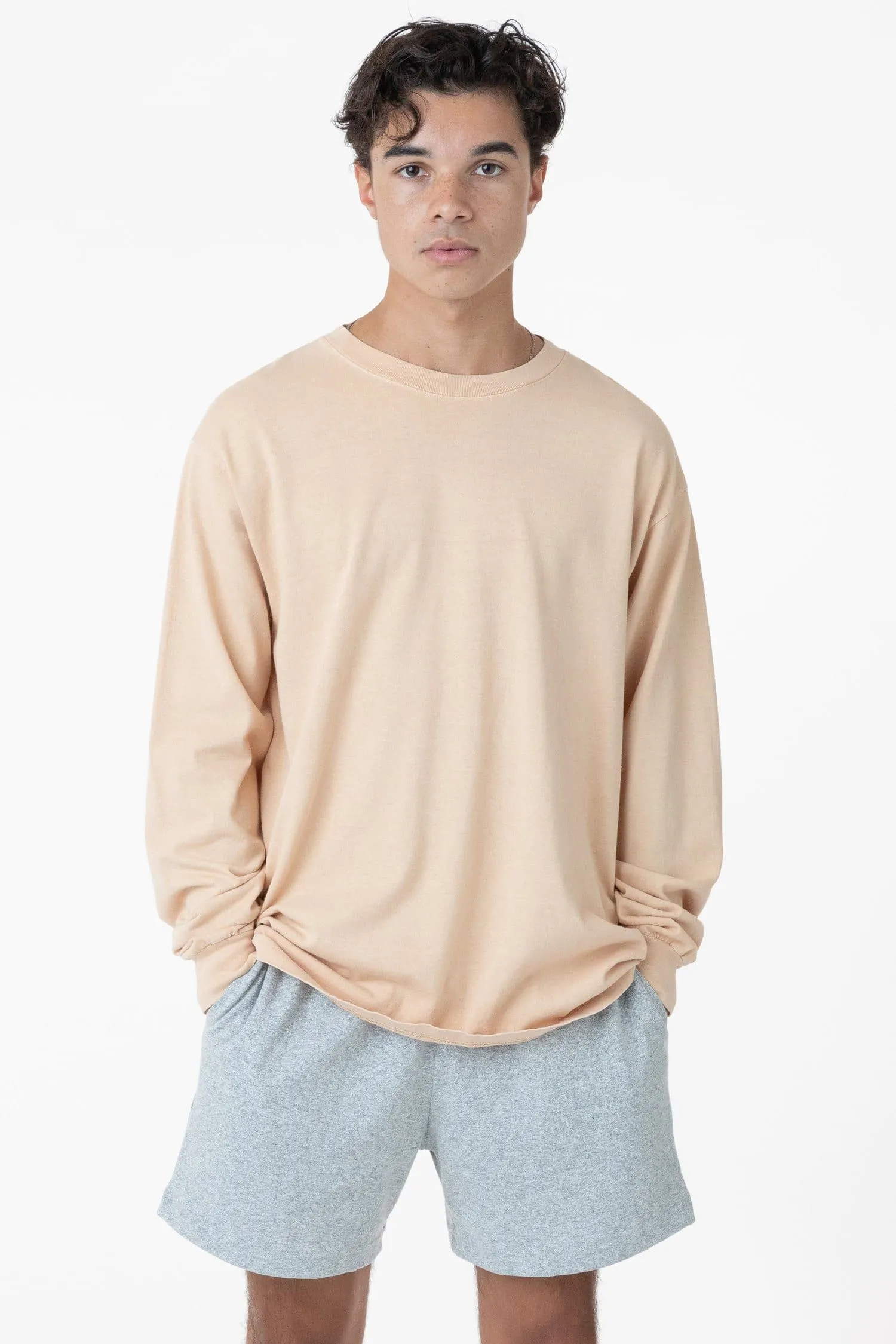 1807GD - 6.5oz Long Sleeve Garment Dye Crew Neck T-Shirt