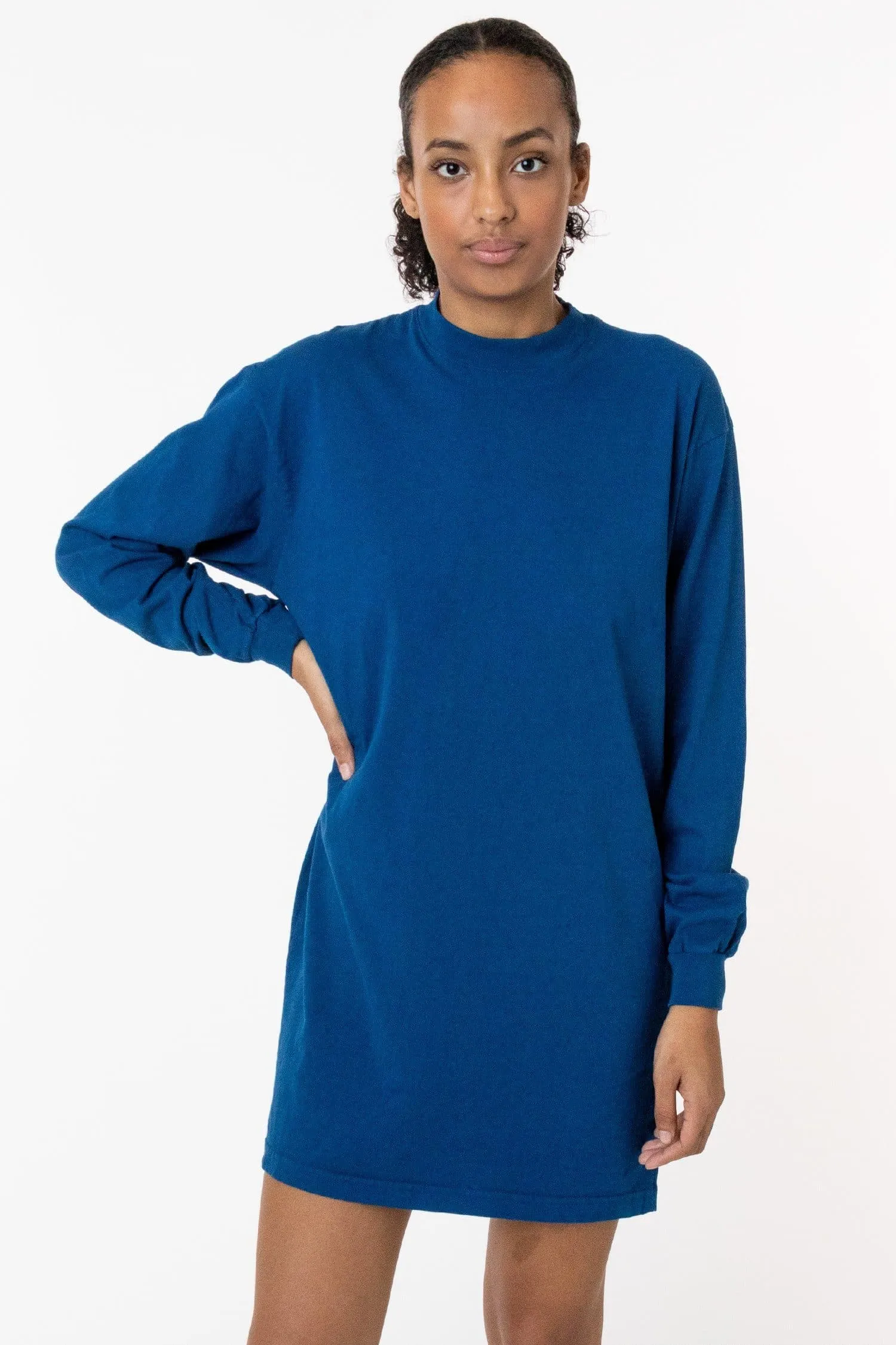 1837GD - Long Sleeve Garment Dye Mockneck Dress