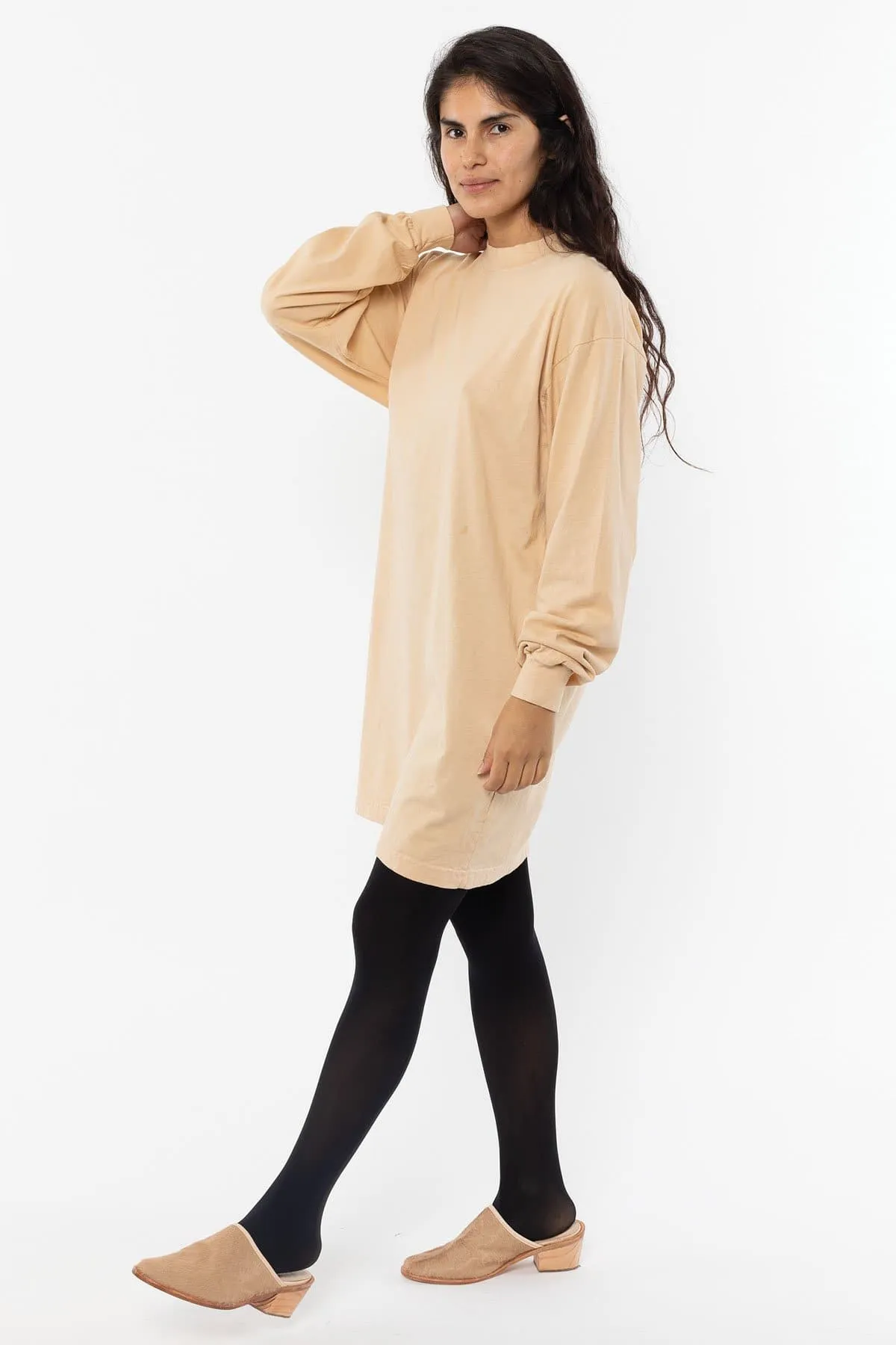 1837GD - Long Sleeve Garment Dye Mockneck Dress