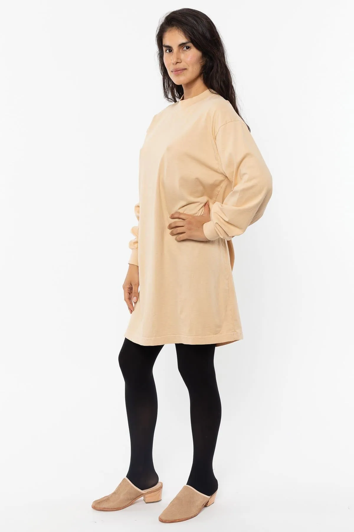 1837GD - Long Sleeve Garment Dye Mockneck Dress