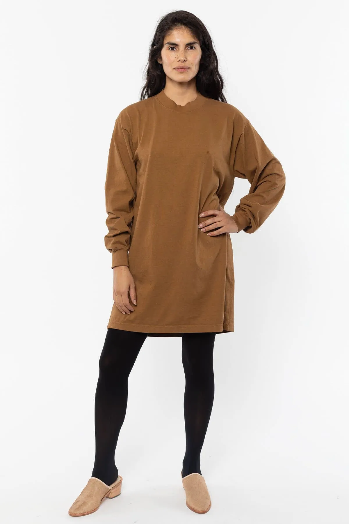 1837GD - Long Sleeve Garment Dye Mockneck Dress