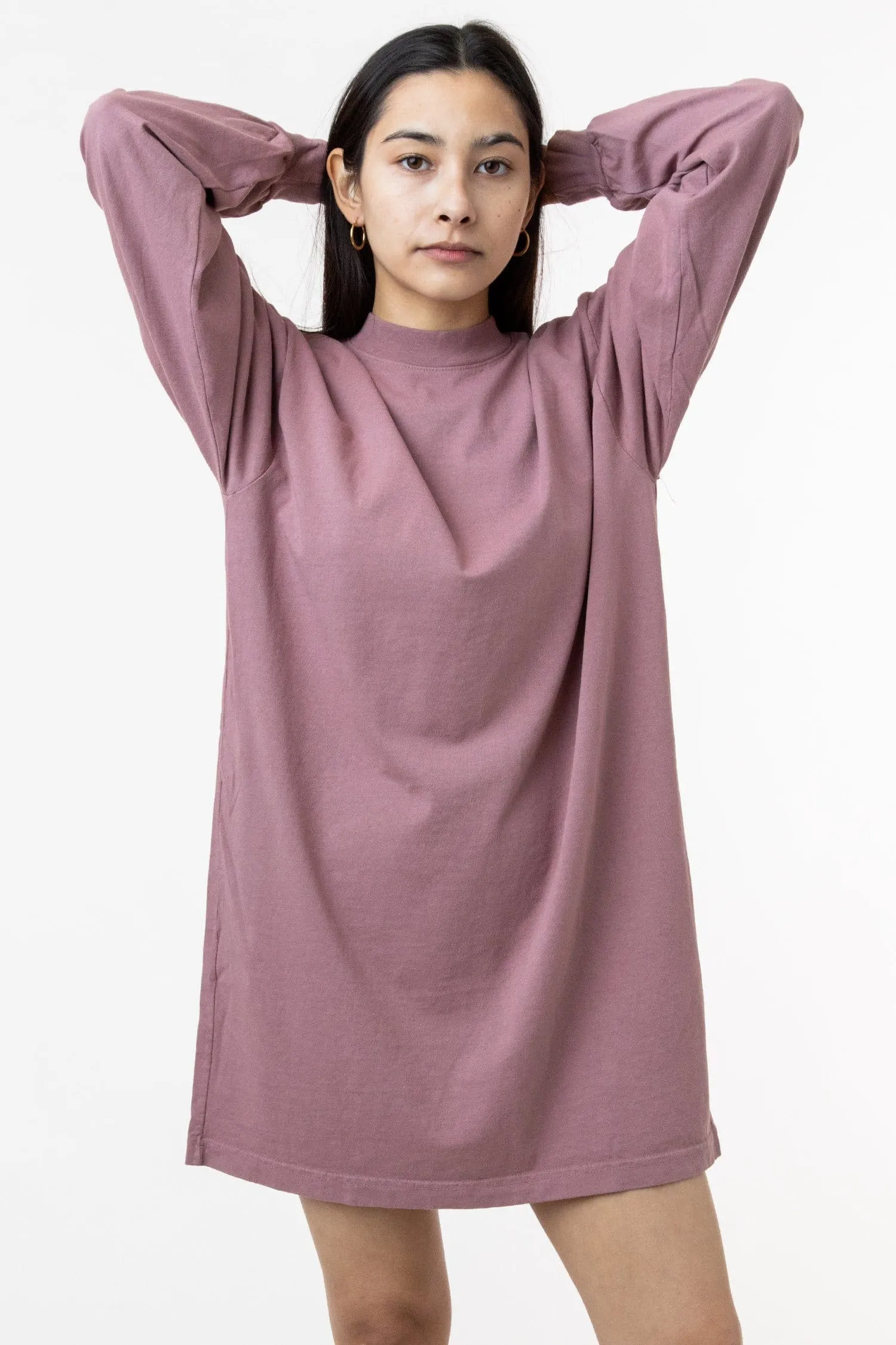 1837GD - Long Sleeve Garment Dye Mockneck Dress