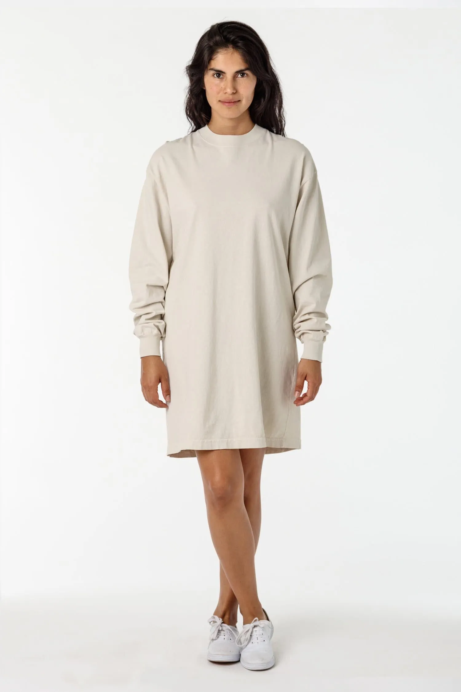 1837GD - Long Sleeve Garment Dye Mockneck Dress