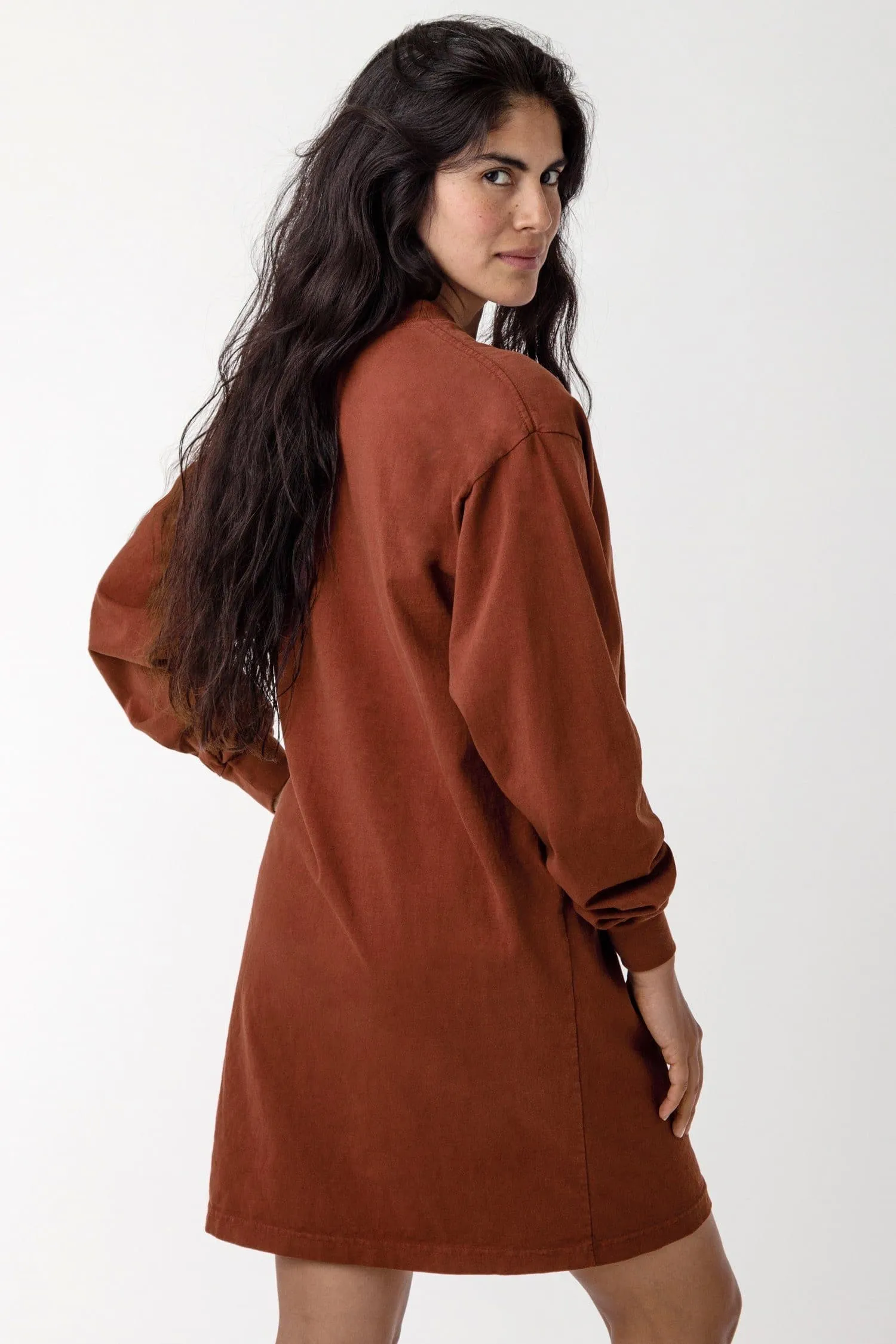 1837GD - Long Sleeve Garment Dye Mockneck Dress