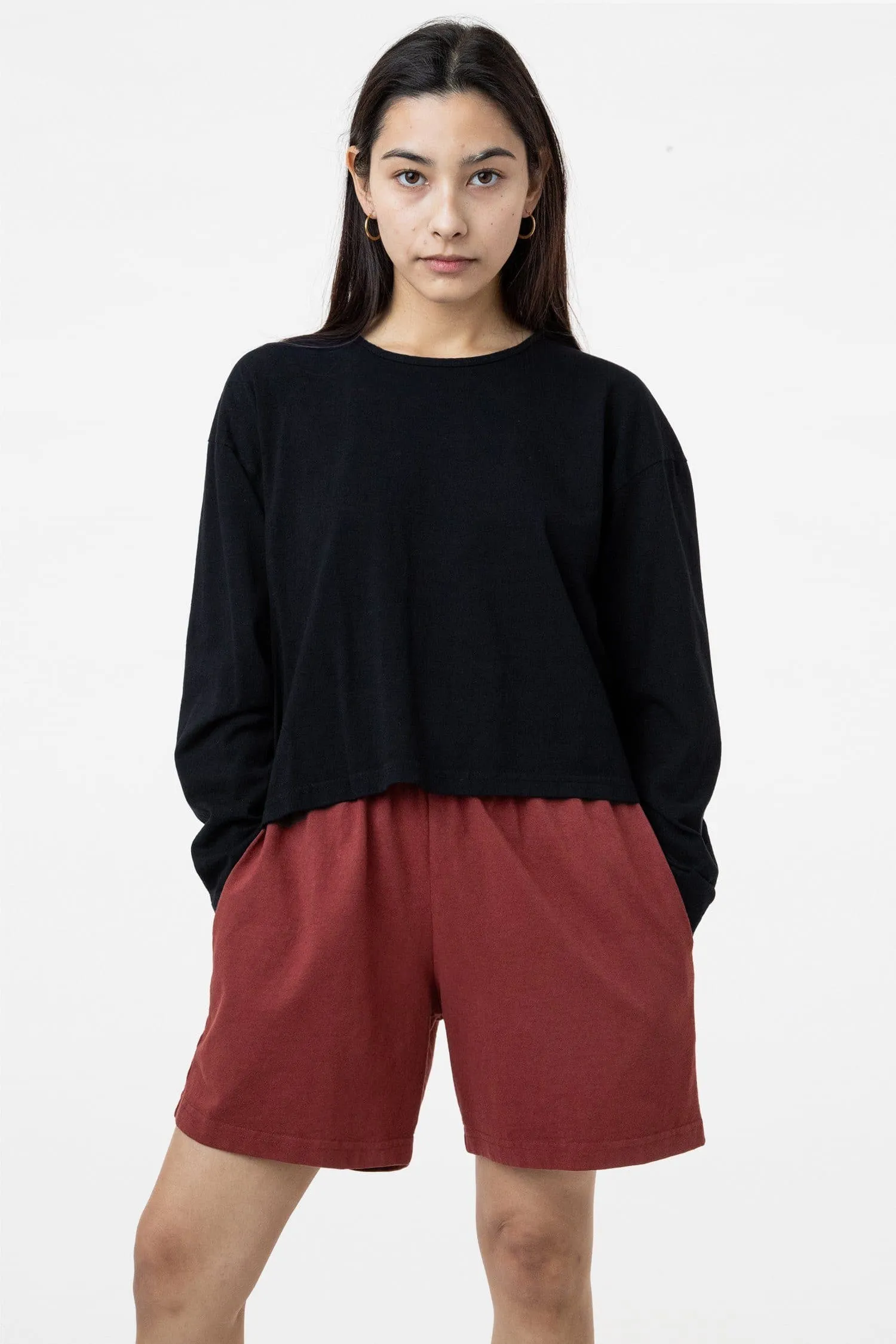 1839GD - Long Sleeve Garment Dye Cropped T-Shirt