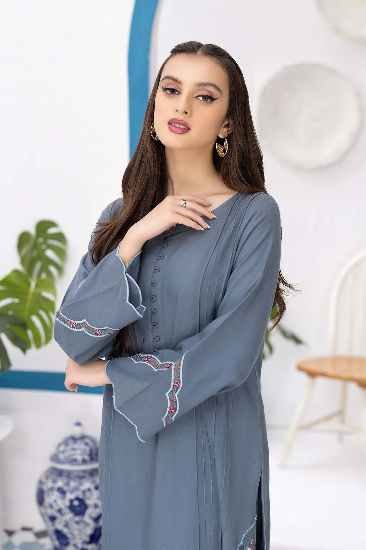 2-PC Embroidered Karandi shirt with Karandi Trouser CNP22-06-S