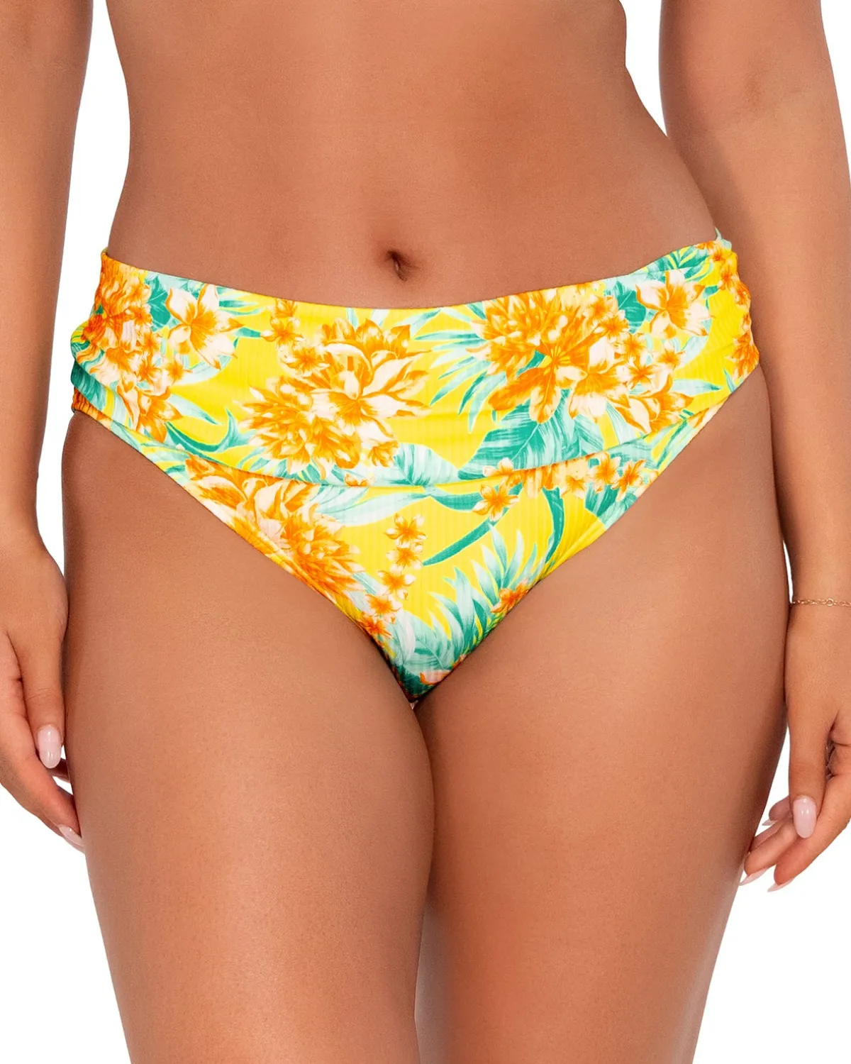 2024 Sunsets Golden Tropics Sandbar Rib Unforgettable Shirred Hipster Bottom - 27B