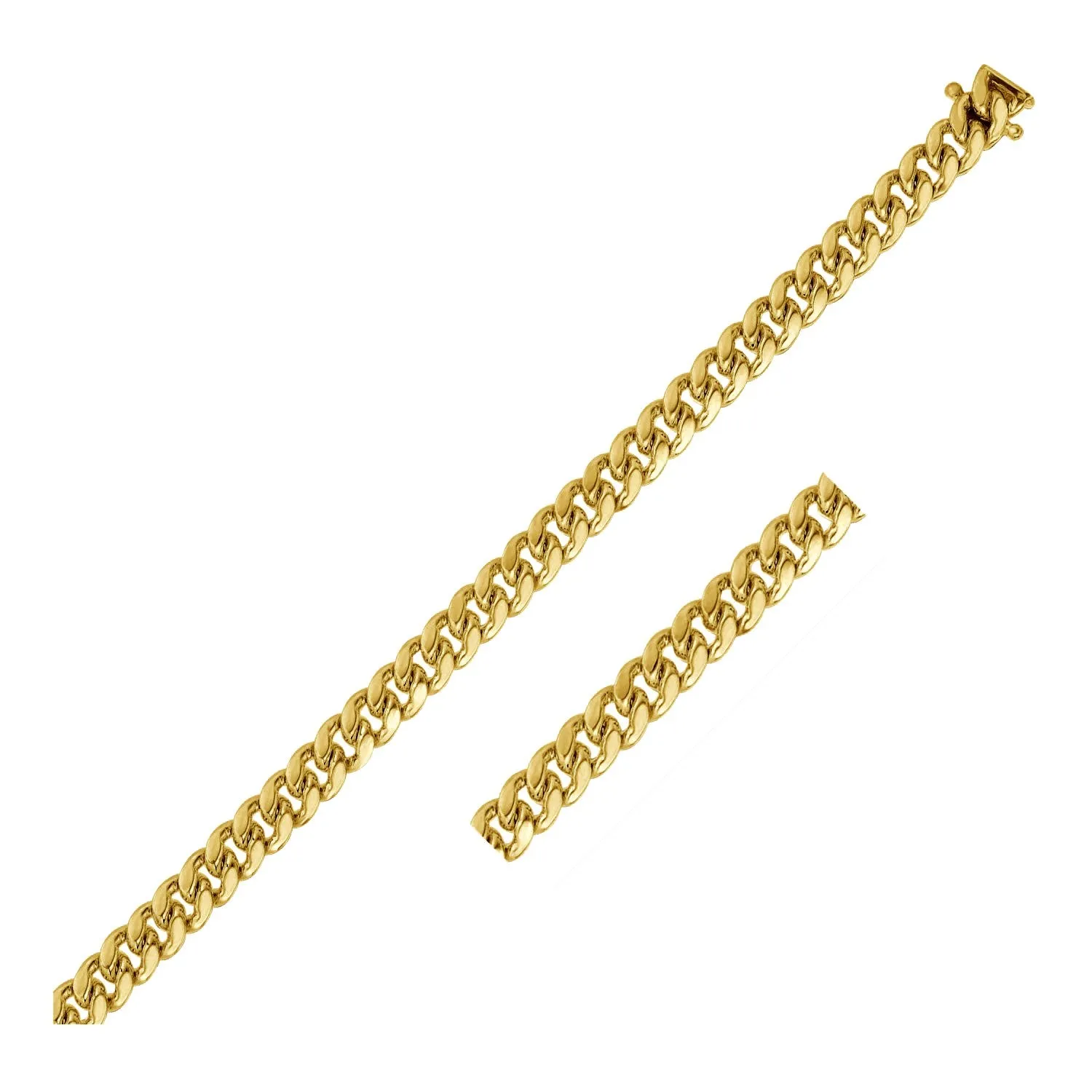 5.0mm 14k Yellow Gold Classic Miami Cuban Solid Chain-rx78260-22