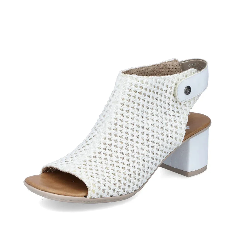 64670- White Block Heel Sandal- Rieker