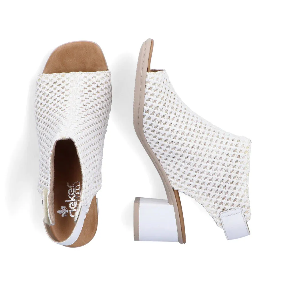 64670- White Block Heel Sandal- Rieker