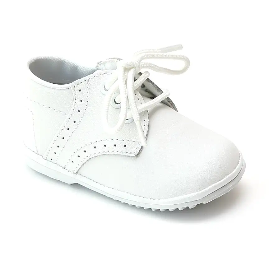 Angel Baby Boys White Leather Dress Lace Up Oxfords