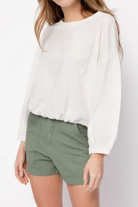 Annelise Shirred Hem Bubble Top in White