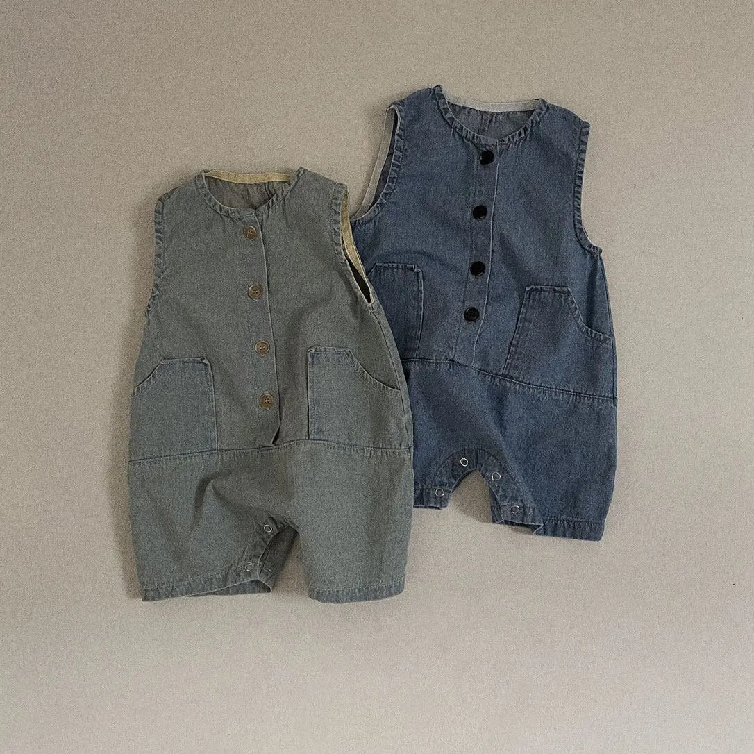 Baby Toddler Denim Jumpsuit (3-36m) - Light Blue