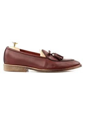 Belgian Loafer with Ribbon Tassel - Red Burgundy Leather (Flexi-Sole)