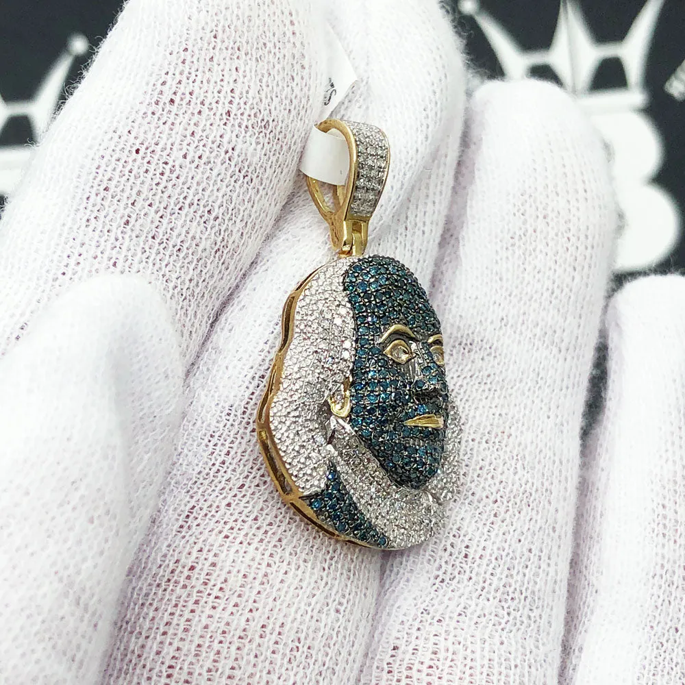 Ben Franklin Blue Diamond Pendant .63cttw 10K Yellow Gold