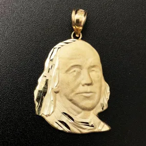 Ben Franklin Medium Matte DC 10K Yellow Gold Pendant