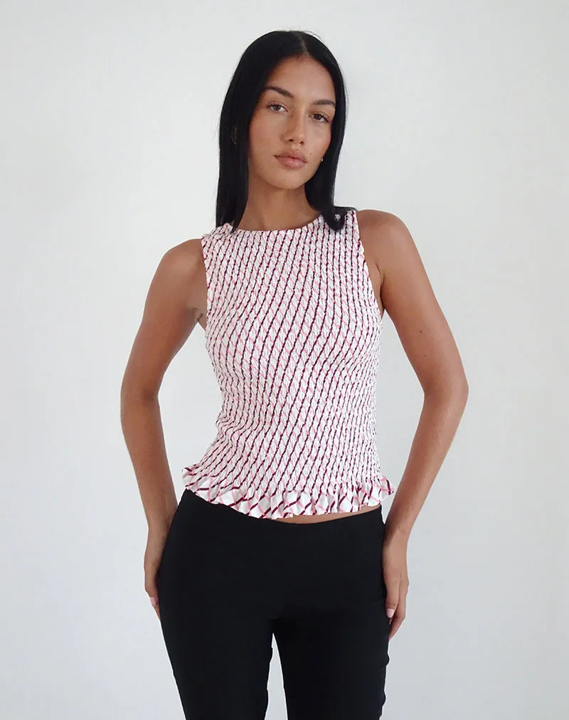 Birita Shirred Tank Top in Geometric Tile