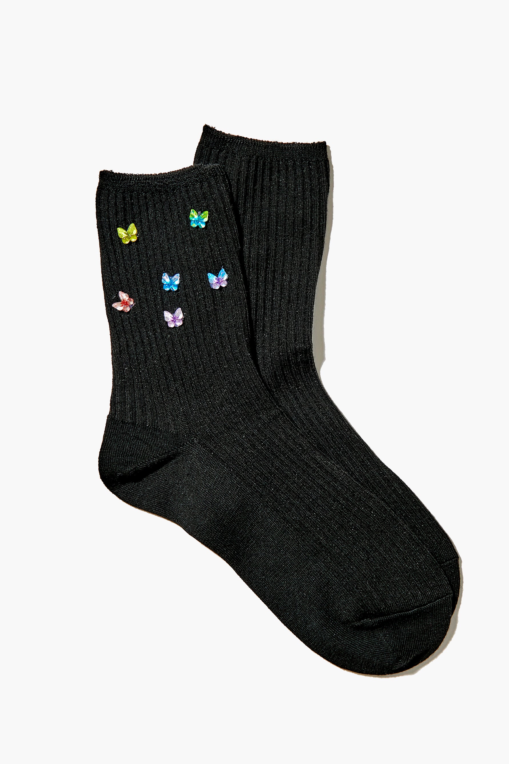 Butterfly Embellished Crew Socks