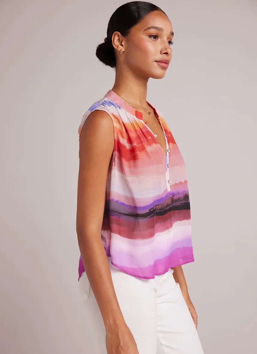 CANYON STRIPE SHIRRED TANK