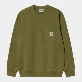 Carhartt WIP - Pocket Crewneck Sweatshirt - Kiwi Garment Washed