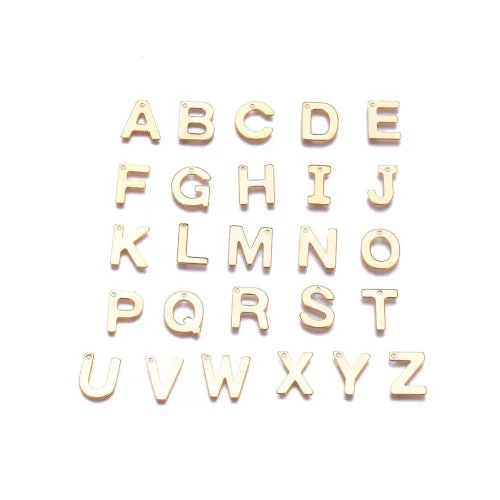 Charms, 304 Stainless Steel, Golden, Alphabet, Capital Letters, A-Z, 11-12mm