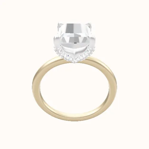 Classic Solitaire Engagement Ring With Double Pave V Prong Head