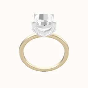 Classic Solitaire Engagement Ring With Double Pave V Prong Head