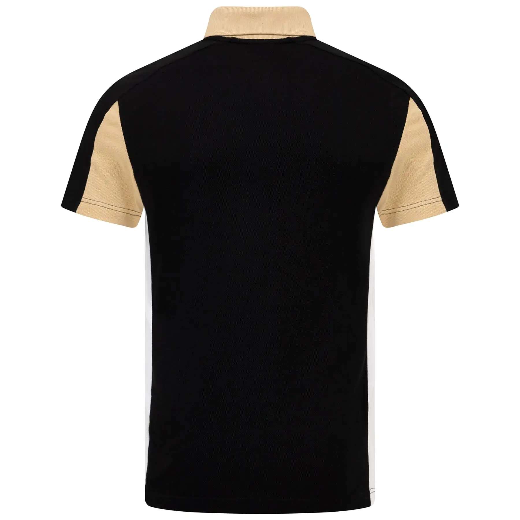 Cotton Pique Regular Fit Colourblock Polo Black/Beige - SS24