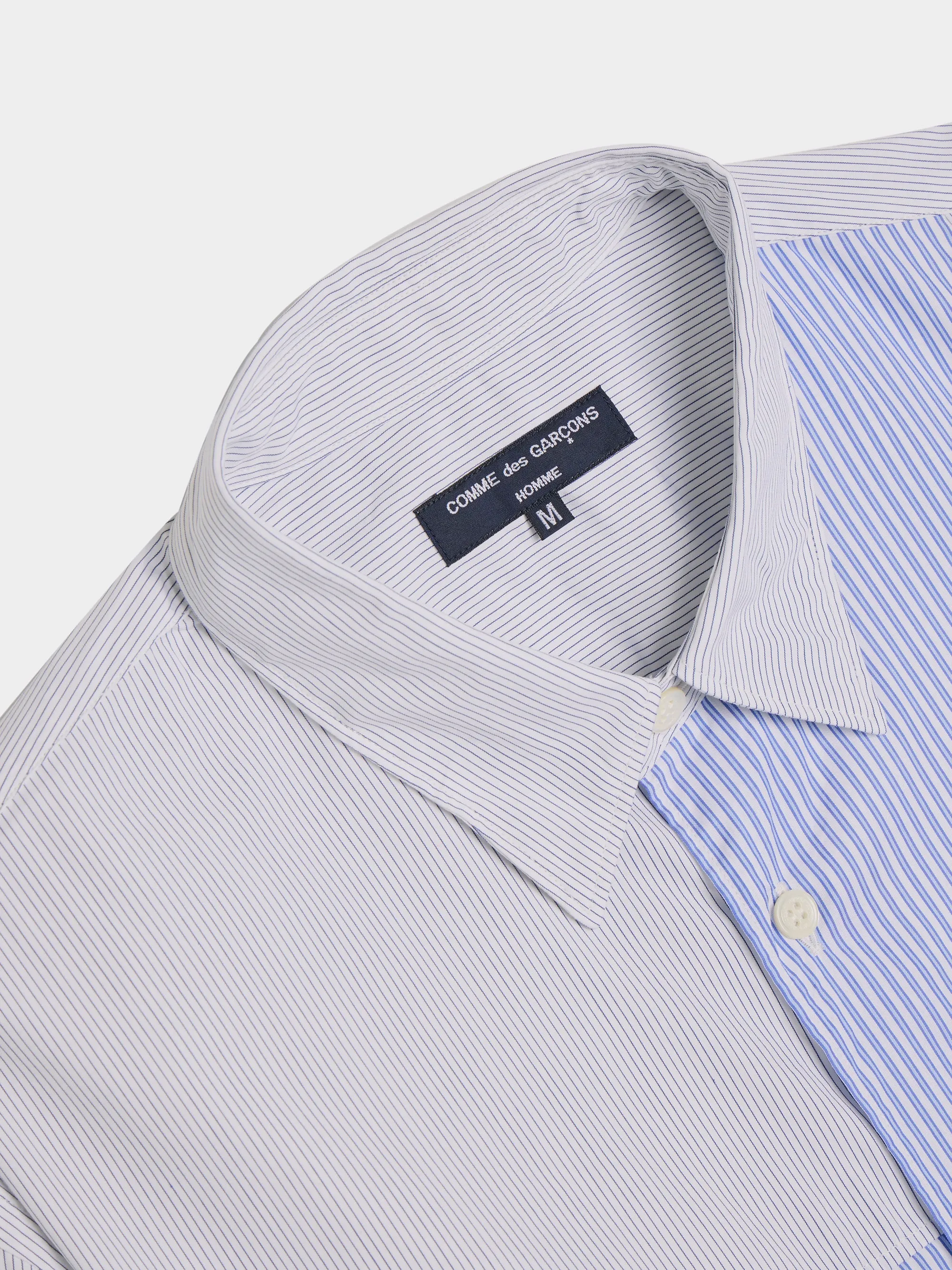 Cotton Stripe Garment Washed Shirt, Navy