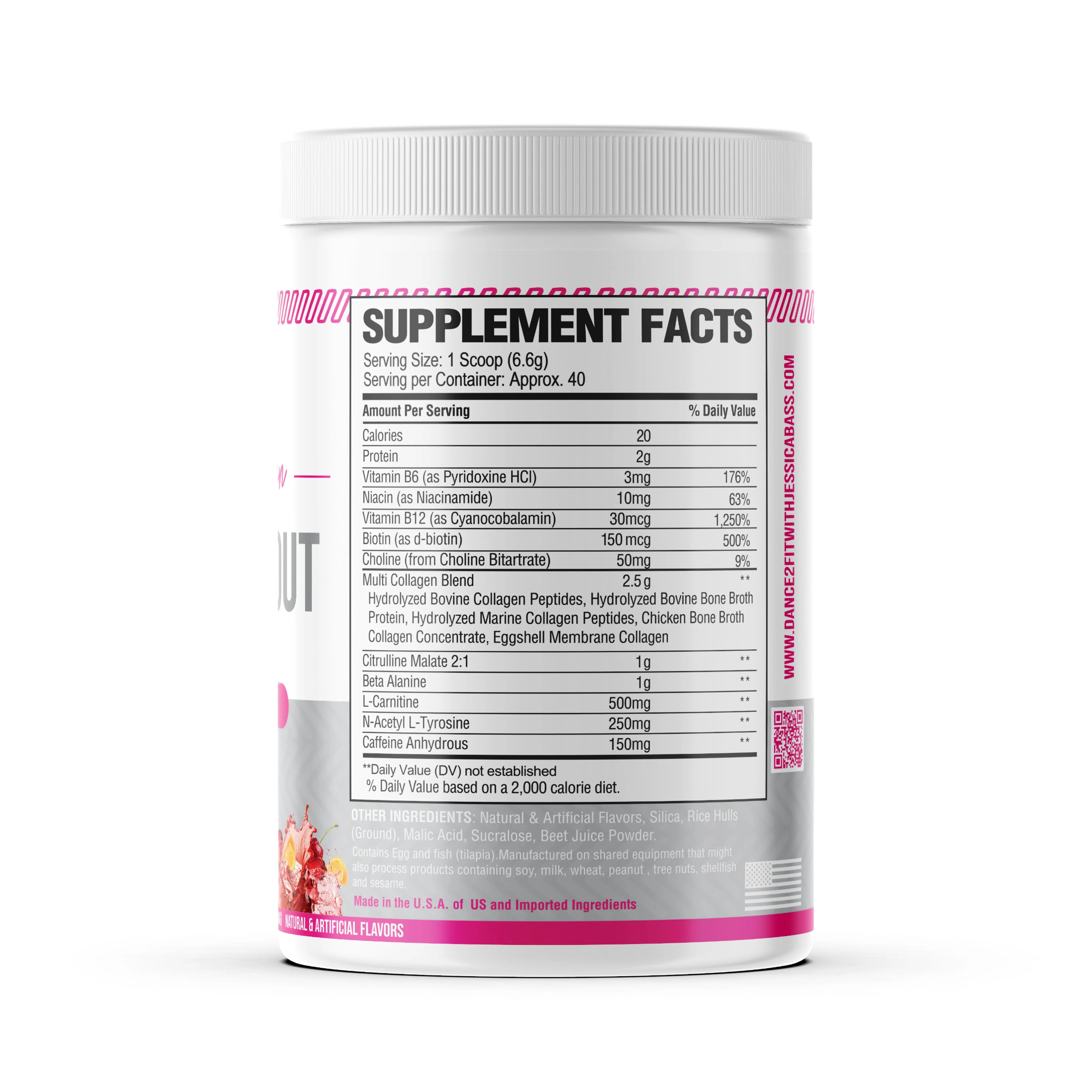 D2Fit (By Jessica Bass) Women’s Pre Workout Multi Collagen (2.5g) + Biotin (150mcg) - Supports Healthy Hair, Skin & Nails, Suppo