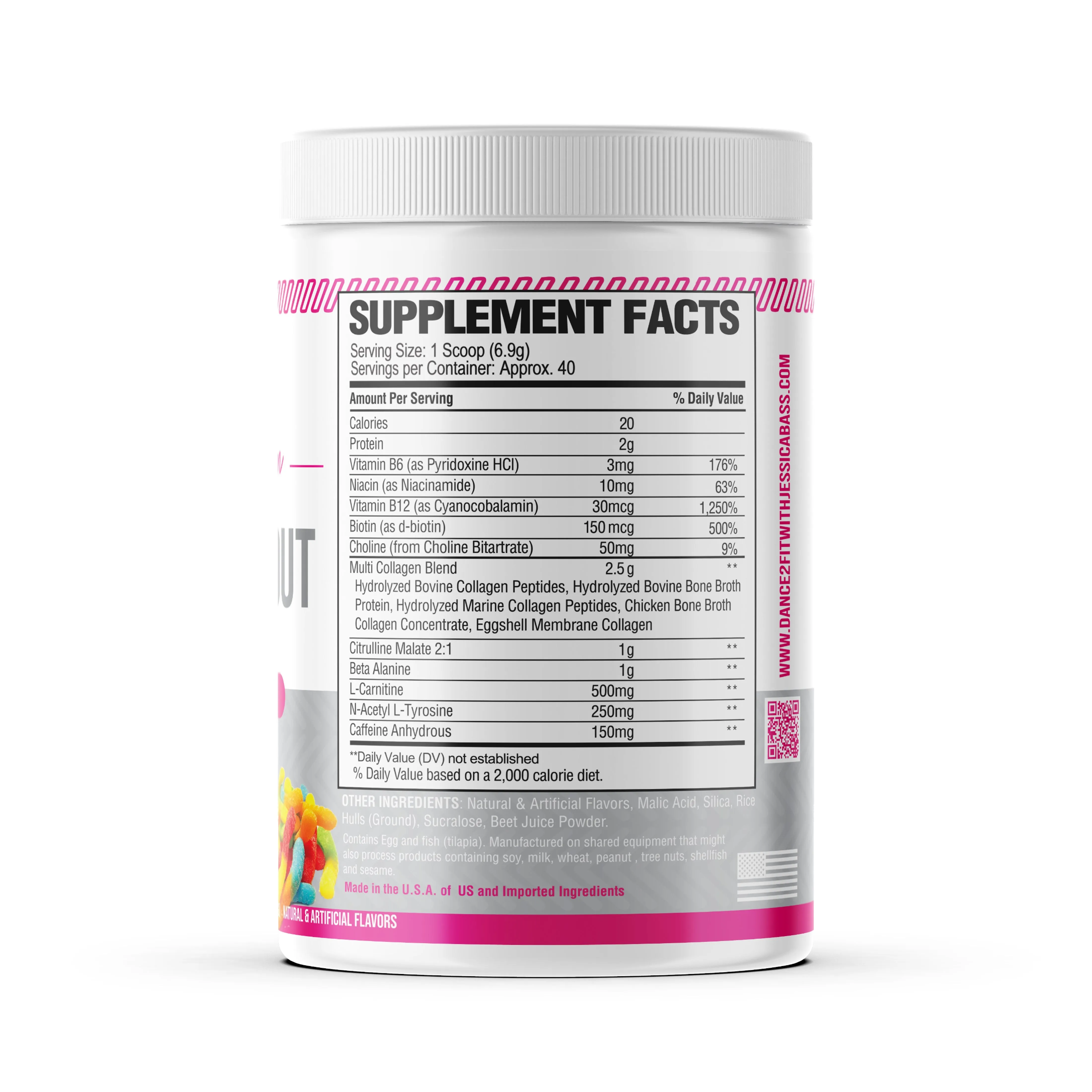 D2Fit (By Jessica Bass) Women’s Pre Workout Multi Collagen (2.5g) + Biotin (150mcg) - Supports Healthy Hair, Skin & Nails, Suppo