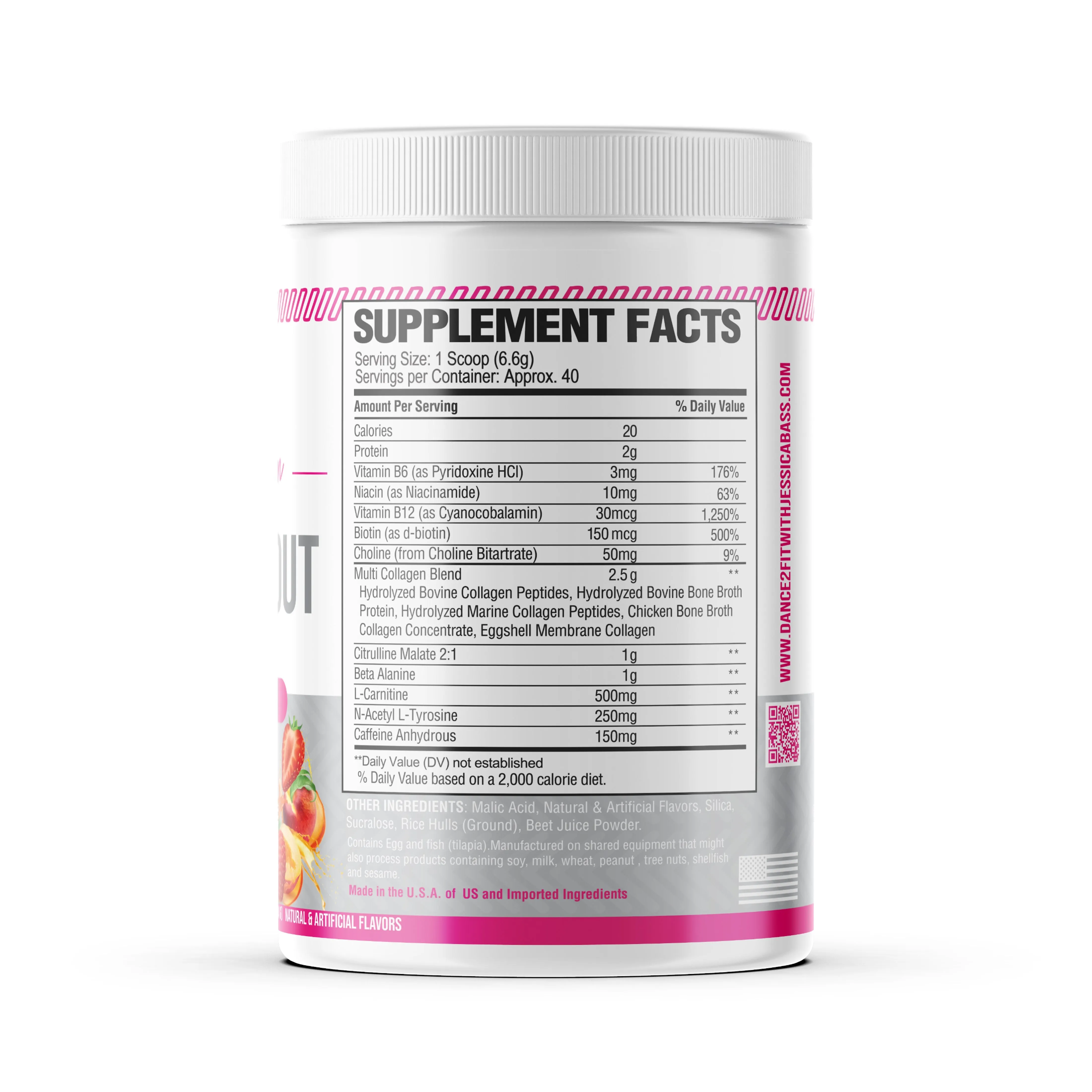 D2Fit (By Jessica Bass) Women’s Pre Workout Multi Collagen (2.5g) + Biotin (150mcg) - Supports Healthy Hair, Skin & Nails, Suppo