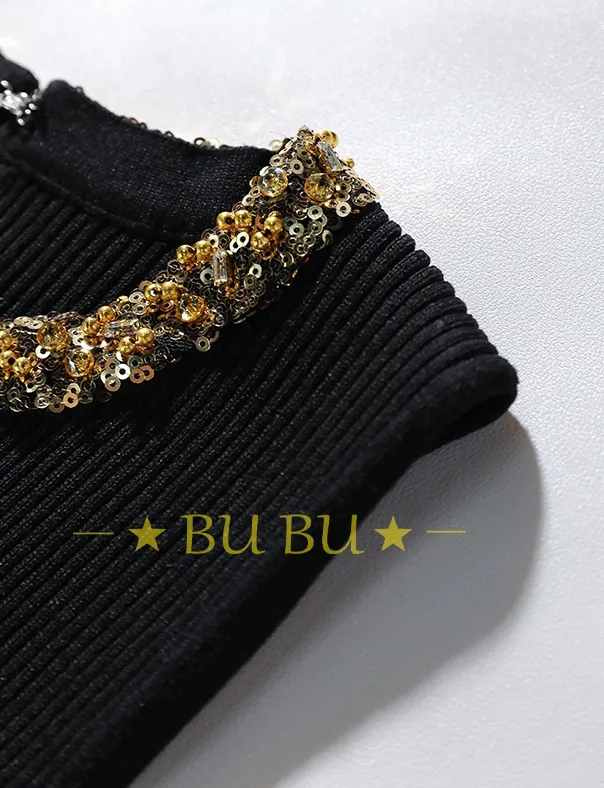 Dabuwawa  |Crew Neck Blended Fabrics Plain With Jewels