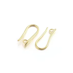 Earring Hooks, Brass, Ear Wires, With Hidden Open Horizontal Loop, Golden, 20.5mm