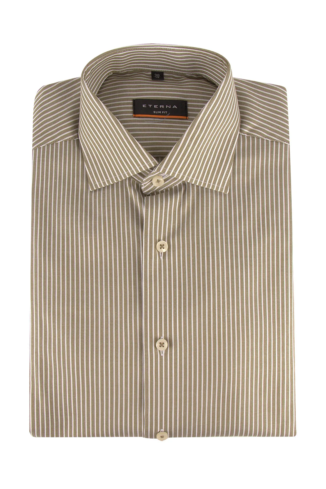 Eterna F170 Slim Fit Banker Stripe Shirt Green