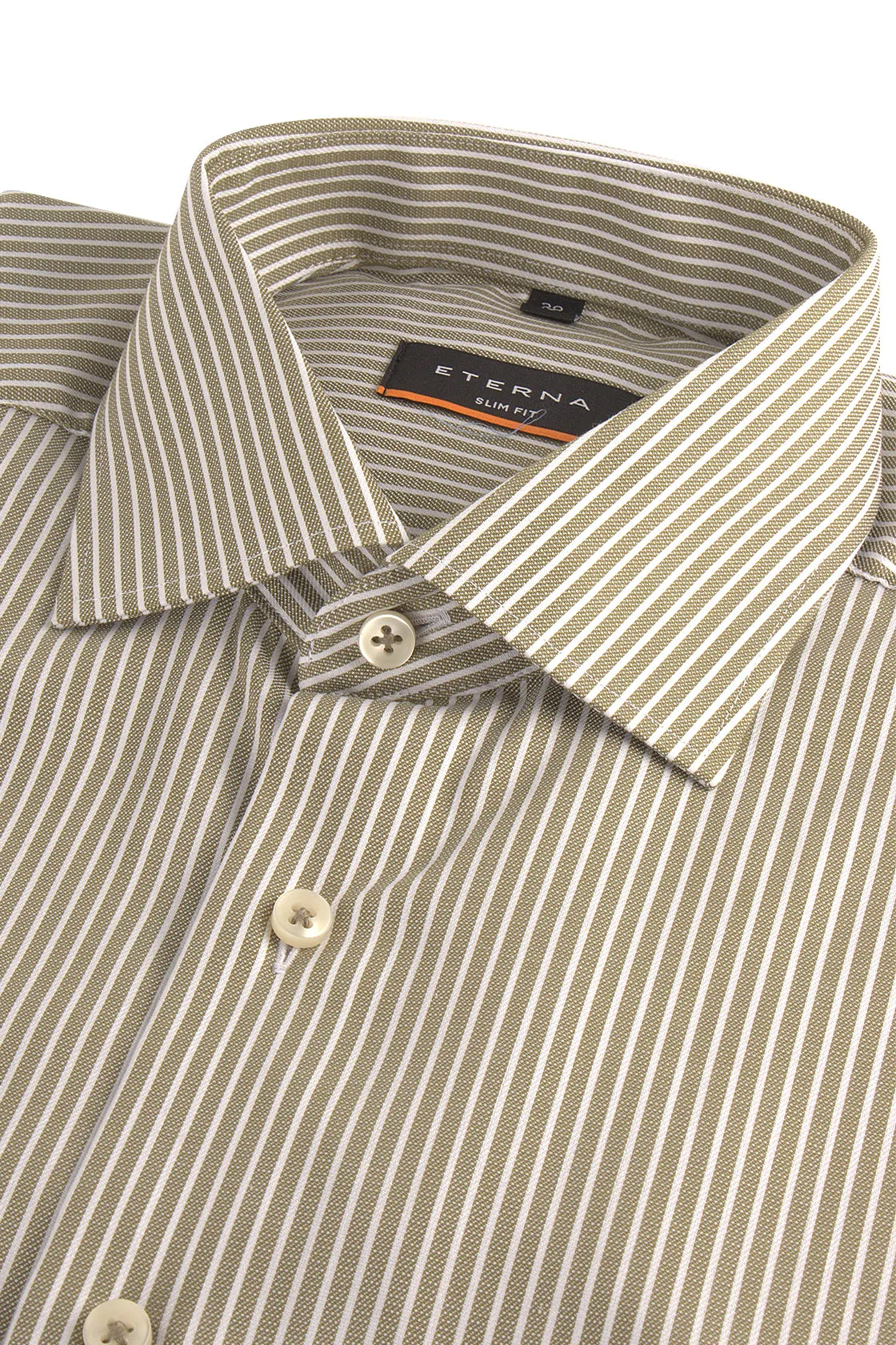 Eterna F170 Slim Fit Banker Stripe Shirt Green