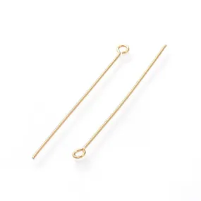 Eye Pins, 304 Stainless Steel, Golden, 22 Gauge, 4.5cm