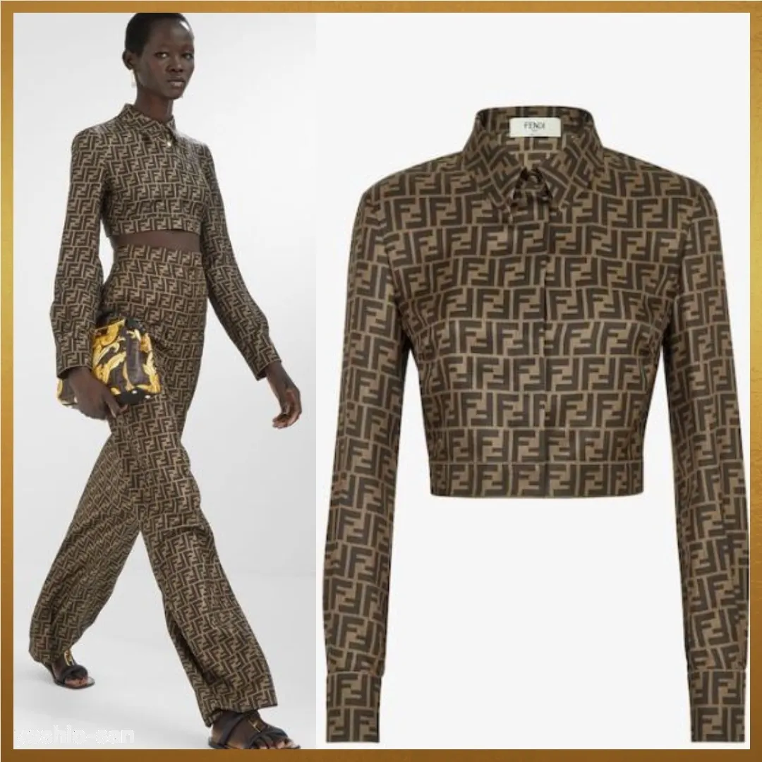 FENDI  |Casual Style Silk Street Style Long Sleeves Elegant Style