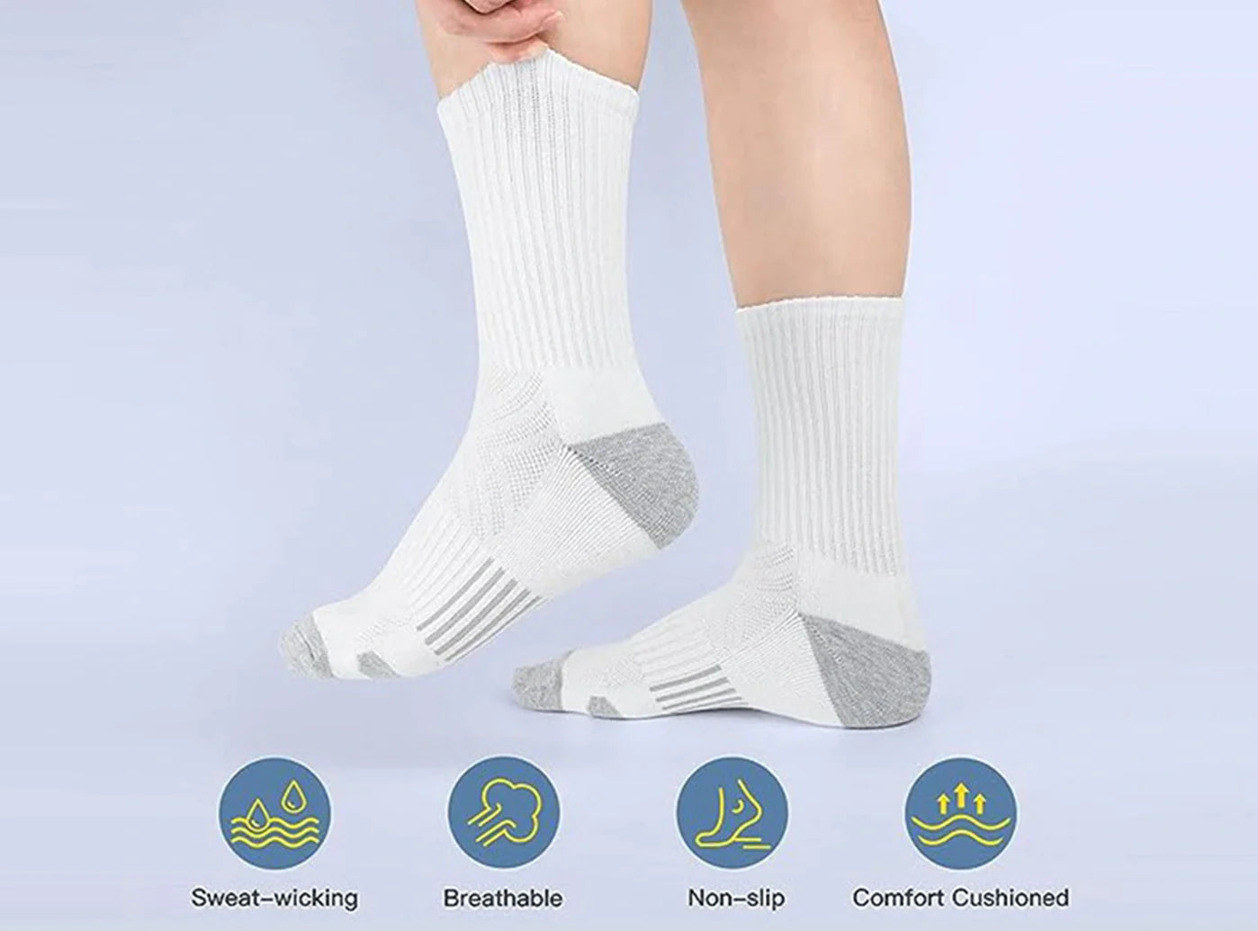 FitVille SportStep Athletic Mid Socks 5-Pair Bundle (for Men)