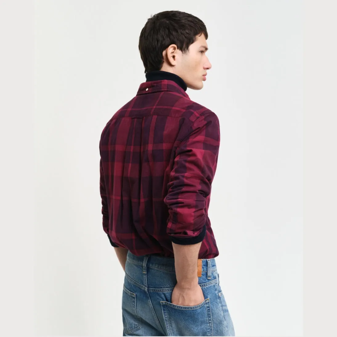 GANT Regular Fit Garment-Dyed Checked Shirt Rich Wine 3240178