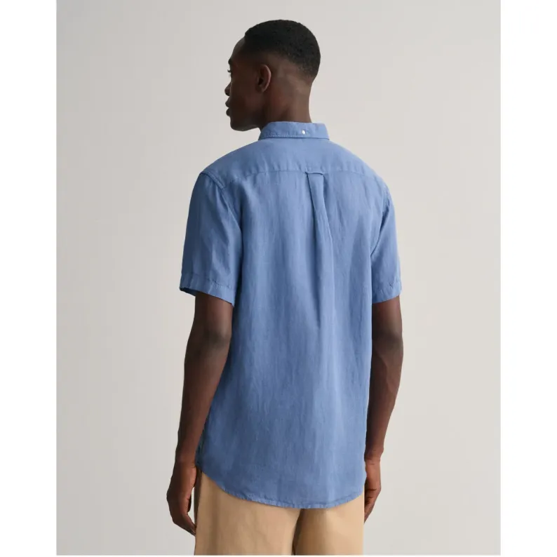 GANT Regular Fit Garment-Dyed Linen Short Sleeve Shirt 3230103 Salty Sea