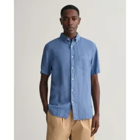 GANT Regular Fit Garment-Dyed Linen Short Sleeve Shirt 3230103 Salty Sea