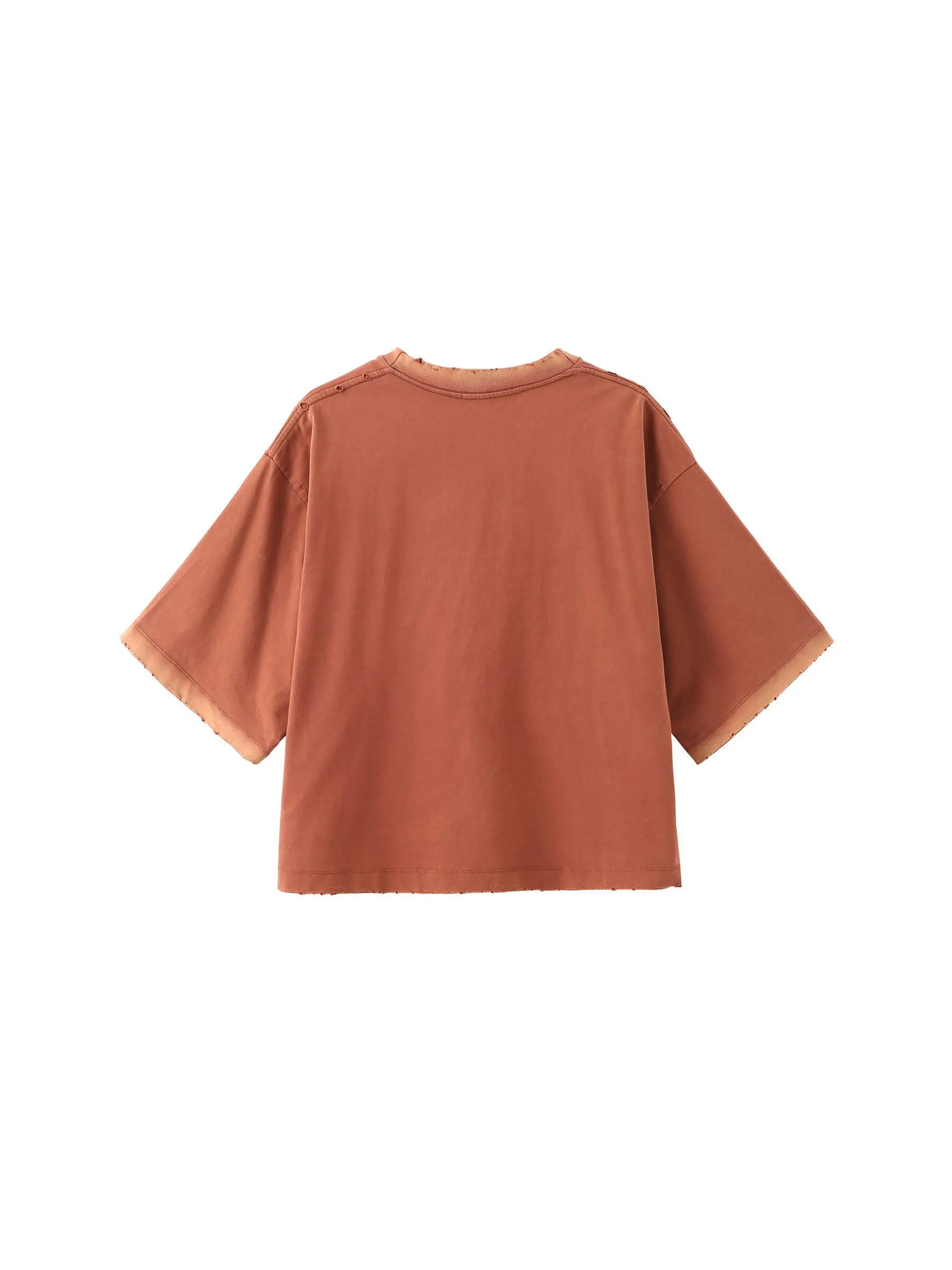 Garment Dyed Cotton Mock Neck T-Shirt