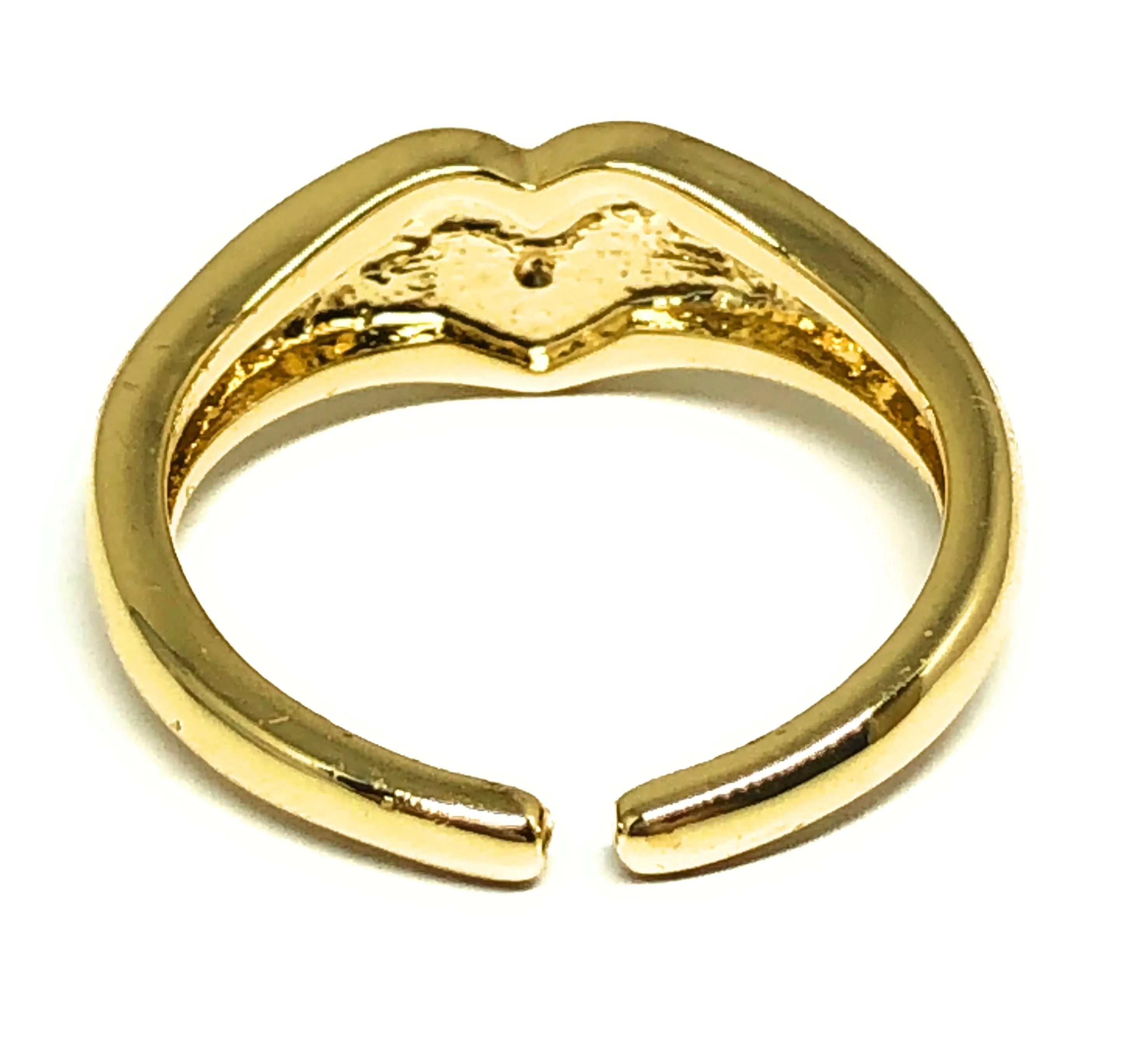 Gold Plated Classic Heart Signet CZ Adjustable Ring Anillo