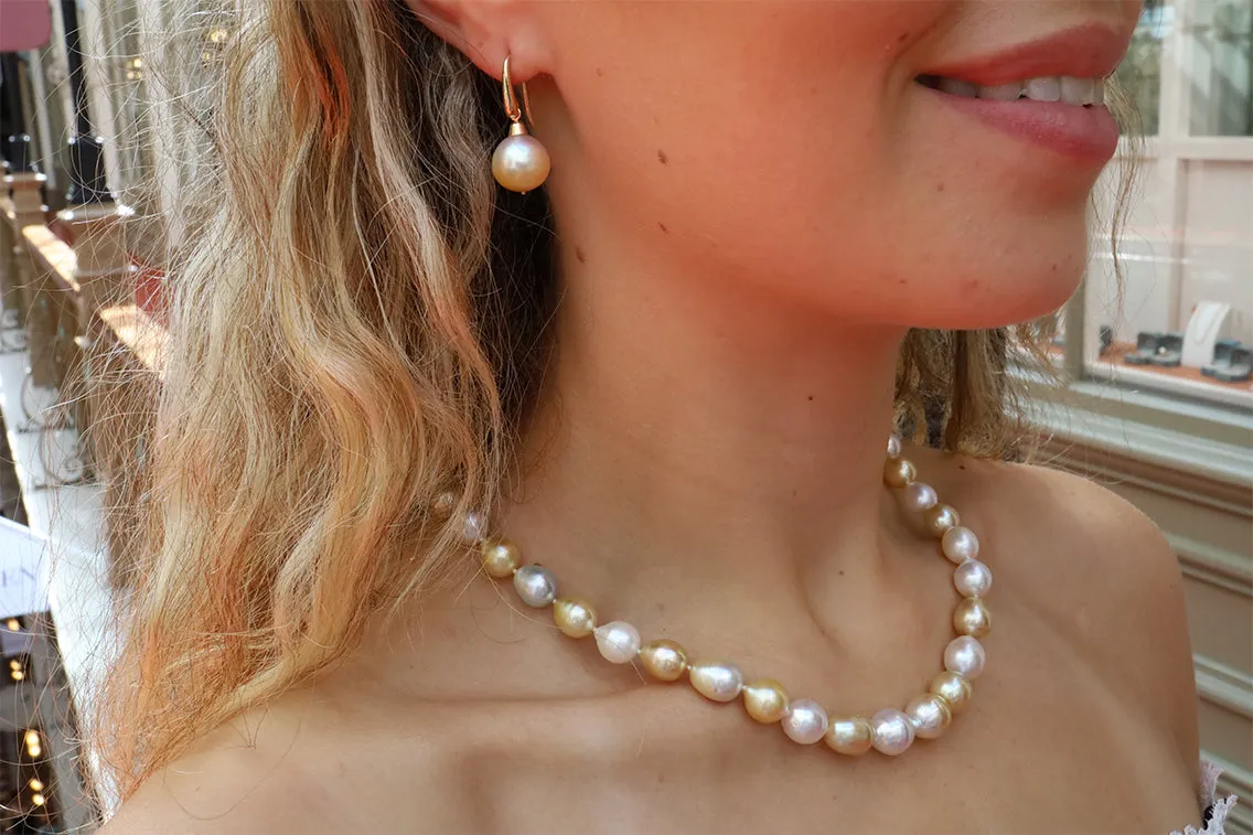 Golden South Sea Pearls with 9K White Gold