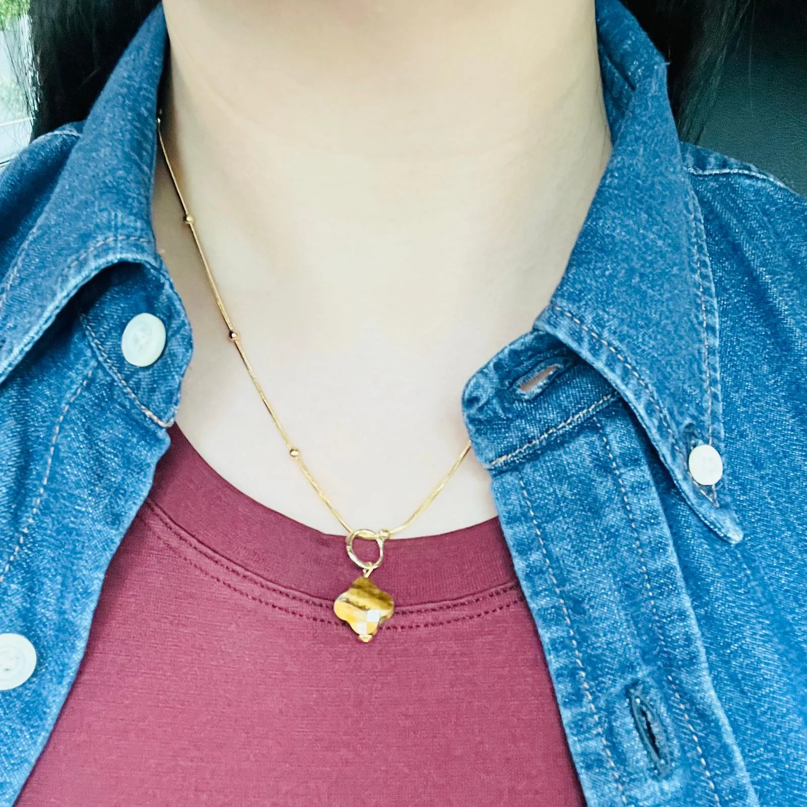 Golden Tigereye Clover Pendant