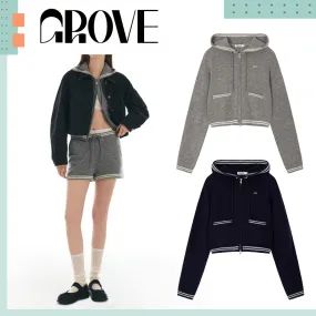 GROVE  |Casual Style Street Style Long Sleeves Plain Elegant Style